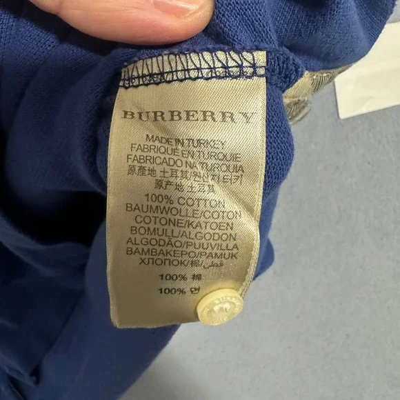 Burberry Brit Men's Blue Polo Shirt XL 100% Cotton Equestrian Knight Logo - Picture 8 of 11